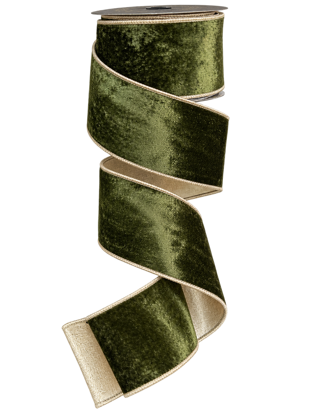 Dark Green Velvet with Champagne Trim 2.5inch - 10 yards