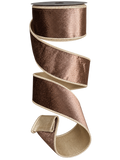 Taupe Velvet with Champagne Trim 2.5 inch - 10 yards