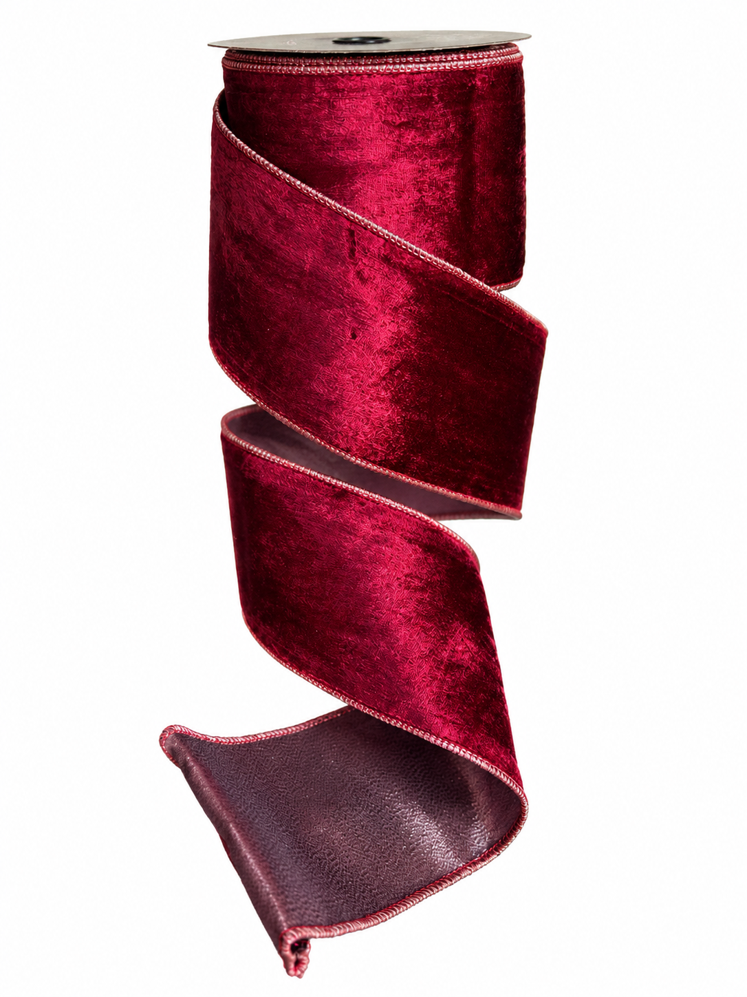 Velvet Metallic Dupion Fused Burgundy 4inch -10 yard