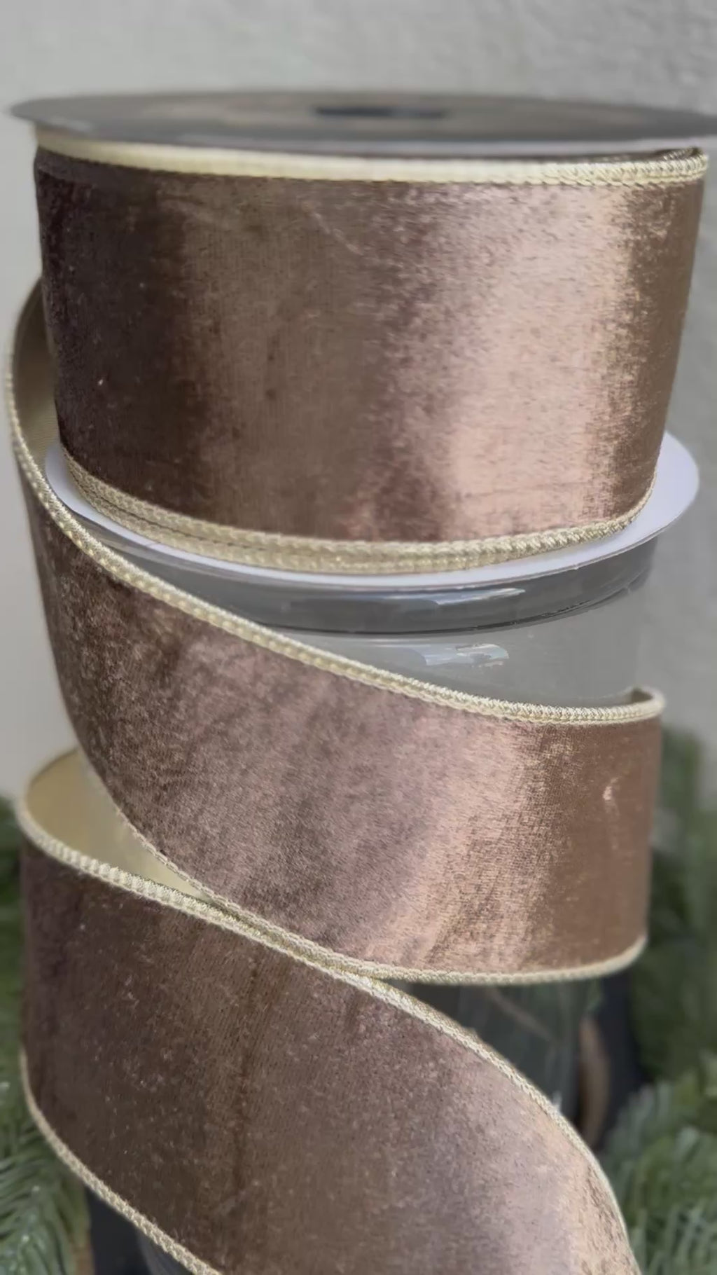 Taupe Velvet with Champagne Trim 2.5 inch - 10 yards
